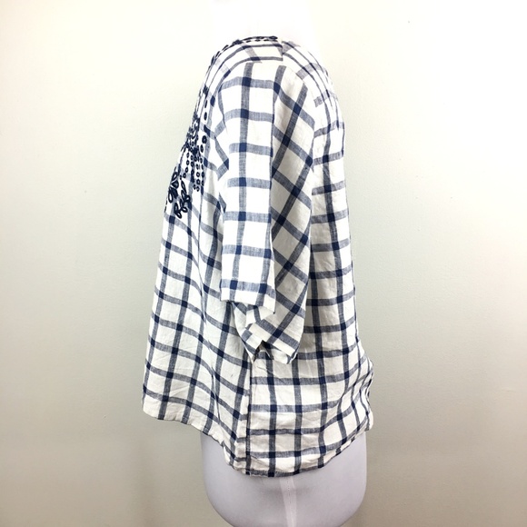 Anthropologie Moon River Sz L April blue white top - Picture 5 of 8